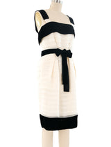 Yves Saint Laurent Velvet Trimmed Banded Silk Dress Dress arcadeshops.com