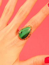 14K Large Teardrop Shaped Malachite Ring Fine Jewelry arcadeshops.com