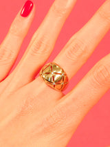 14K Diamond Accented Quilted Dome Ring Fine Jewelry arcadeshops.com