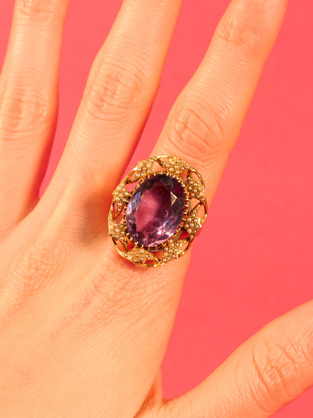 Vintage amethyst sale cocktail ring