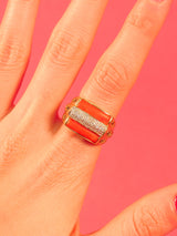 14K Coral and Diamond Geometric Ring Fine Jewelry arcadeshops.com