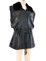 Drawstring Leather Sleeveless Jacket Jacket arcadeshops.com