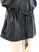 Drawstring Leather Sleeveless Jacket Jacket arcadeshops.com