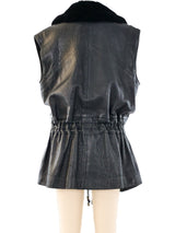 Drawstring Leather Sleeveless Jacket Jacket arcadeshops.com