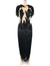 Fringed Bugle Bead Illusion Dress Dress arcadeshops.com