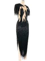 Fringed Bugle Bead Illusion Dress Dress arcadeshops.com