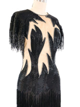 Fringed Bugle Bead Illusion Dress Dress arcadeshops.com