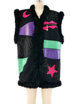 Louis Feraud Fur Accented Applique Vest Jacket arcadeshops.com