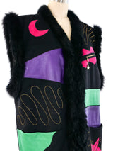 Louis Feraud Fur Accented Applique Vest Jacket arcadeshops.com