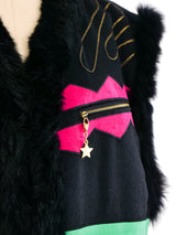 Louis Feraud Fur Accented Applique Vest Jacket arcadeshops.com
