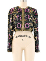 Floral Sequin Cropped Jacket Jacket arcadeshops.com