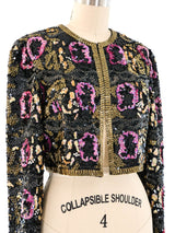 Floral Sequin Cropped Jacket Jacket arcadeshops.com