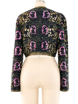 Floral Sequin Cropped Jacket Jacket arcadeshops.com