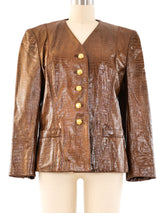 Escada Croc Embossed Leather Jacket Jacket arcadeshops.com