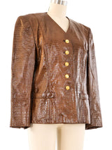 Escada Croc Embossed Leather Jacket Jacket arcadeshops.com