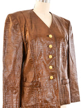 Escada Croc Embossed Leather Jacket Jacket arcadeshops.com