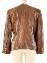 Escada Croc Embossed Leather Jacket Jacket arcadeshops.com