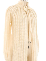 Ivory Knit Tie Collar Cardigan Outerwear arcadeshops.com