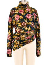 Emanuel Ungaro Asymmetrical Floral Wrap Blouse Top arcadeshops.com