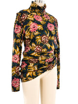 Emanuel Ungaro Asymmetrical Floral Wrap Blouse Top arcadeshops.com