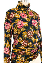 Emanuel Ungaro Asymmetrical Floral Wrap Blouse Top arcadeshops.com