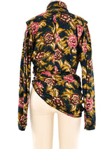 Emanuel Ungaro Asymmetrical Floral Wrap Blouse Top arcadeshops.com