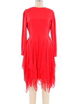 Bill Blass Red Ruffle Trimmed Dress Dress arcadeshops.com