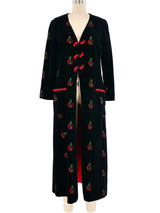 Apple Embroidered Velvet Overcoat Outerwear arcadeshops.com