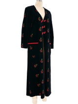 Apple Embroidered Velvet Overcoat Outerwear arcadeshops.com