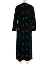 Apple Embroidered Velvet Overcoat Outerwear arcadeshops.com