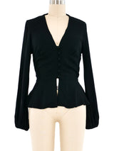 1970's Black Crepe Peplum Top Top arcadeshops.com