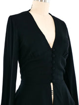 1970's Black Crepe Peplum Top Top arcadeshops.com