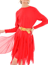 Bill Blass Red Ruffle Trimmed Dress Dress arcadeshops.com