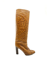 Cognac Heeled Knee High Leather Boots, 38 Accessory arcadeshops.com