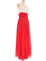 Victor Costa Polka Dot Chiffon Jumpsuit Jumpsuit arcadeshops.com