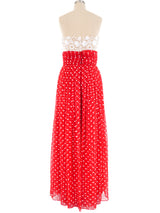 Victor Costa Polka Dot Chiffon Jumpsuit Jumpsuit arcadeshops.com