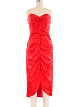 Travilla Red Satin Bustier Dress Ensemble Dress arcadeshops.com