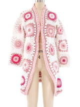 Pink Granny Square Crochet Jacket Jacket arcadeshops.com