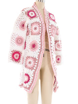 Pink Granny Square Crochet Jacket Jacket arcadeshops.com