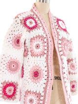 Pink Granny Square Crochet Jacket Jacket arcadeshops.com