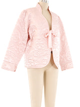 Oscar de la Renta Pink Quilted Satin Tie Front Jacket Jacket arcadeshops.com