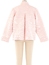 Oscar de la Renta Pink Quilted Satin Tie Front Jacket Jacket arcadeshops.com