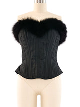 Fox Fur Trimmed Corset Top arcadeshops.com