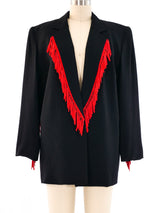 Red Fringe Trim Blazer Jacket arcadeshops.com