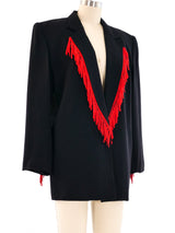 Red Fringe Trim Blazer Jacket arcadeshops.com