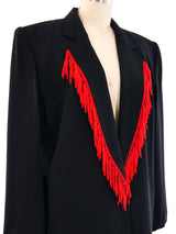 Red Fringe Trim Blazer Jacket arcadeshops.com