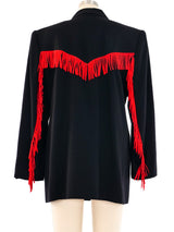 Red Fringe Trim Blazer Jacket arcadeshops.com