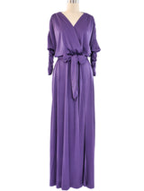 Ruched Purple Jersey Wrap Dress Dress arcadeshops.com