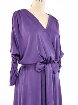 Ruched Purple Jersey Wrap Dress Dress arcadeshops.com