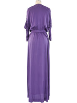Ruched Purple Jersey Wrap Dress Dress arcadeshops.com